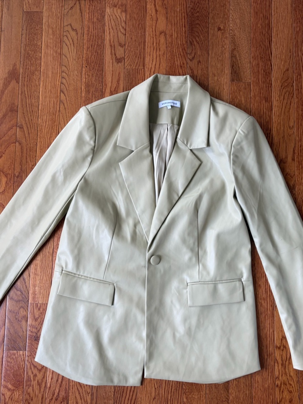 WeWoreWhat Cream Leather Jacket